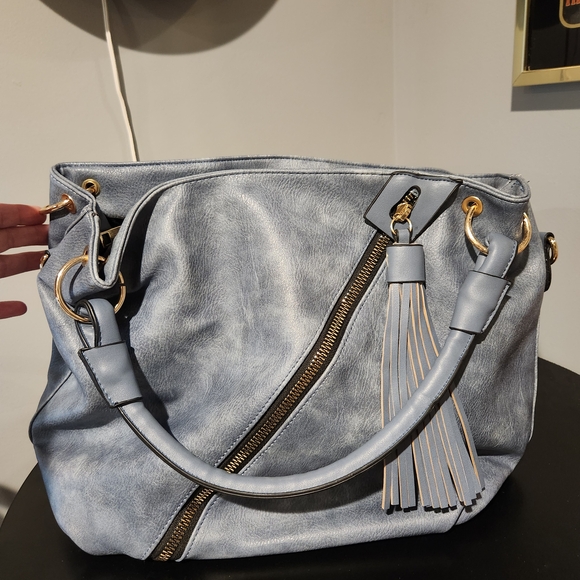 Handbags - Stylish Blue Handbag with Tassel Accent